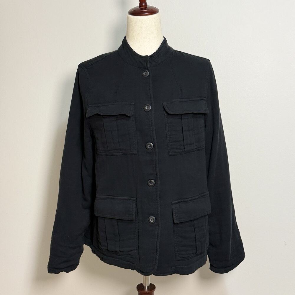 Sundance Women's Cotton Button Down Shirt Lined Sz Small Pockets Mock Neck